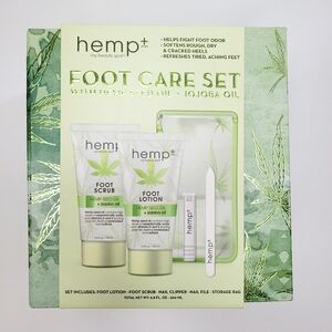 Hemp+ Body Foot Care 5 Piece Set Kit Hemp Seed Oil Jojoba Oil Pedicure Gift